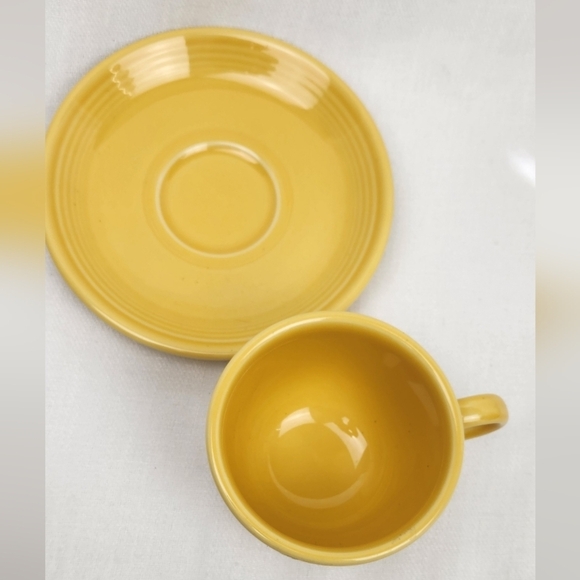 Fiesta Homer Laughlin Yellow Coffee/ Tea Mug Cup And Saucer Plate. - Picture 2 of 7